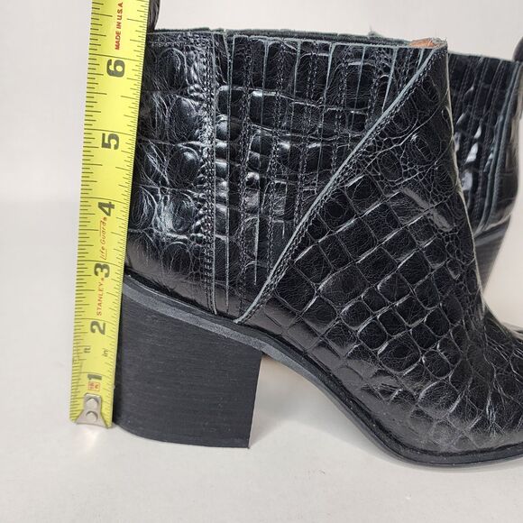 Jeffrey Campbell Black Leather Ankle Boots Croc Embossed Womens Size 9 - Picture 8 of 9